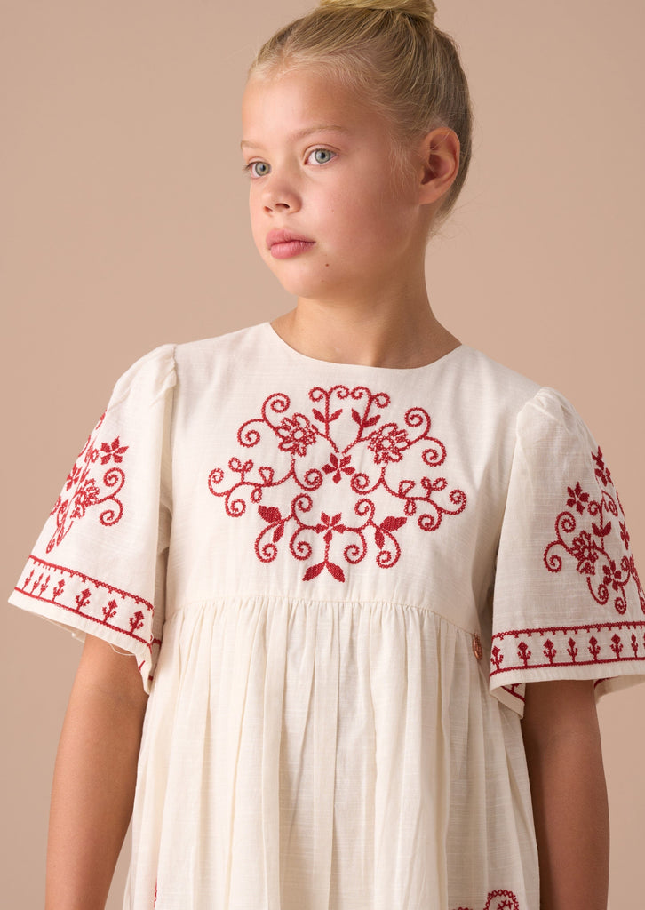 Angel & Rocket Dress Jellybeanzkids Angel & Rocket Reyna Nude Embroidered Swing Dress