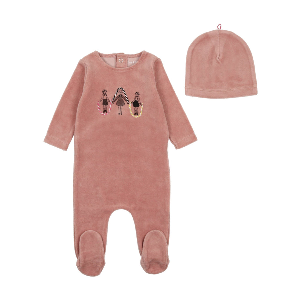 Bee&Dee Footie Jellybeanzkids Bee & Dee Jumprope Velour Footie/Beanie-Grapefruit