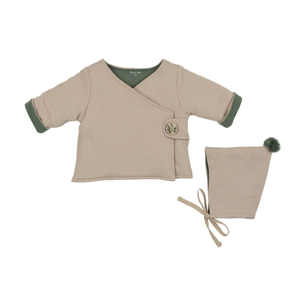 Bee&Dee jacket Jellybeanzkids Bee & Dee Textured Wrap Jacket with Bonnet-French Chateau