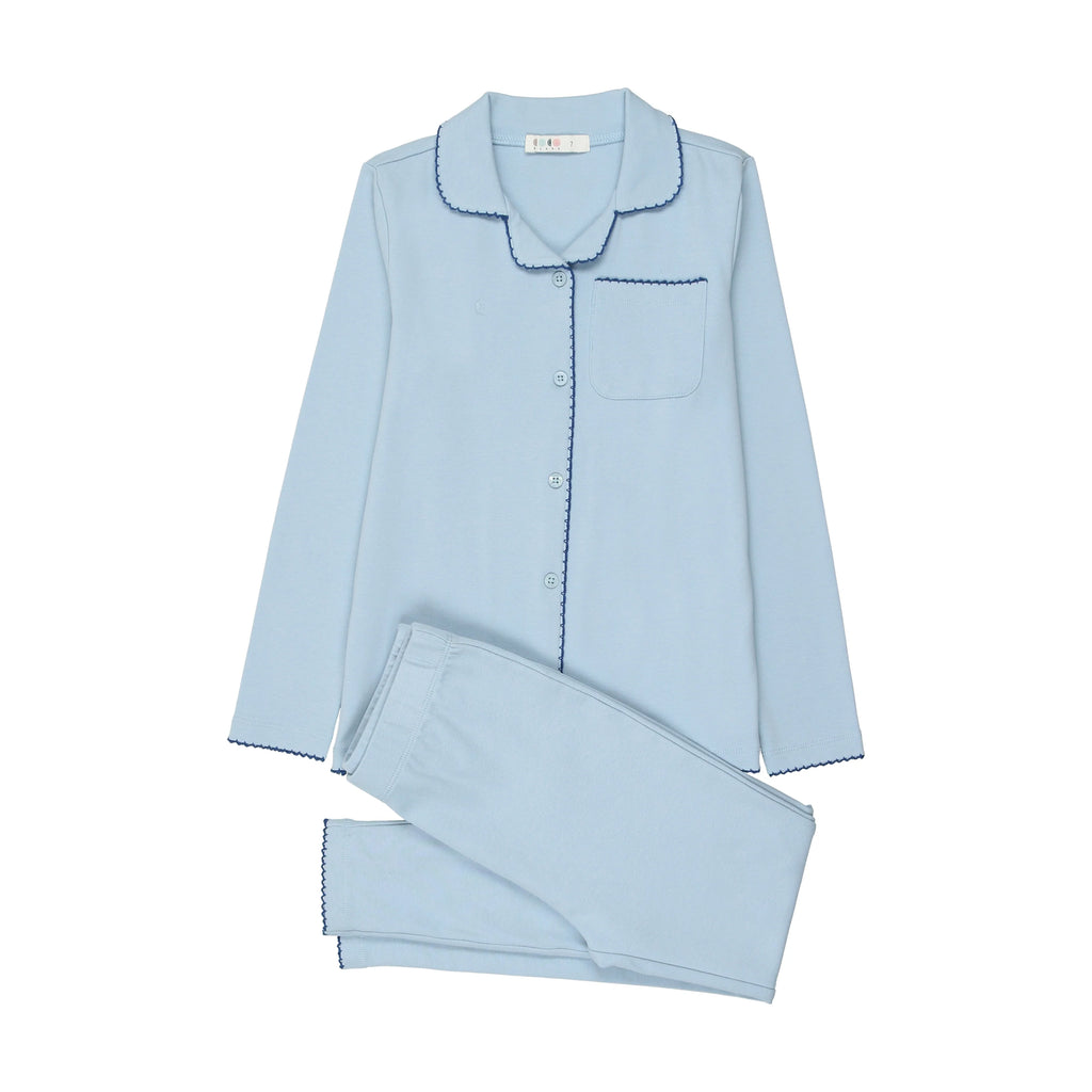 Coco Blanc Cotton Grampa Pajama- Sea Blue