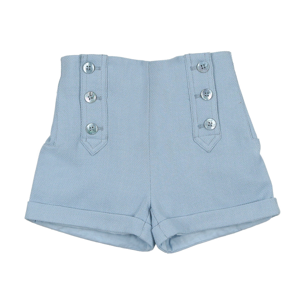 Coco Blanc Shorts Jellybeanzkids Coco Blanc Button Shorts - Pale Blue