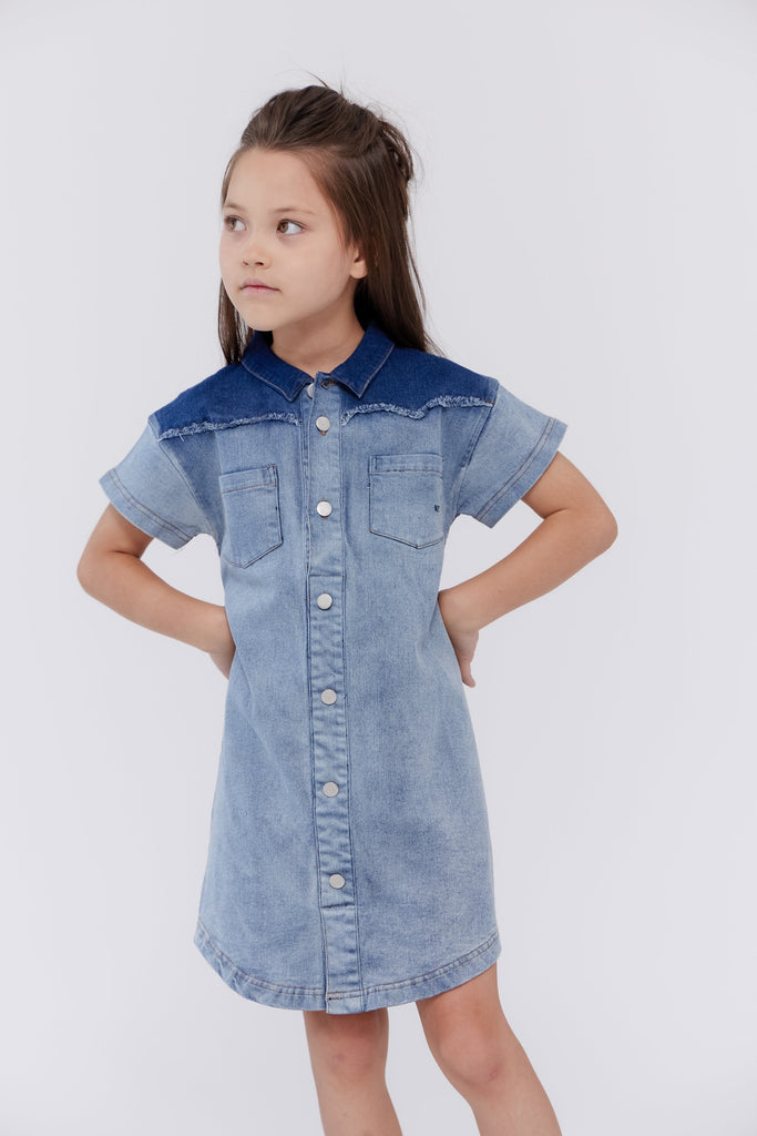 Crew Dress Jellybeanzkids Crew Denim Two Tone Dress