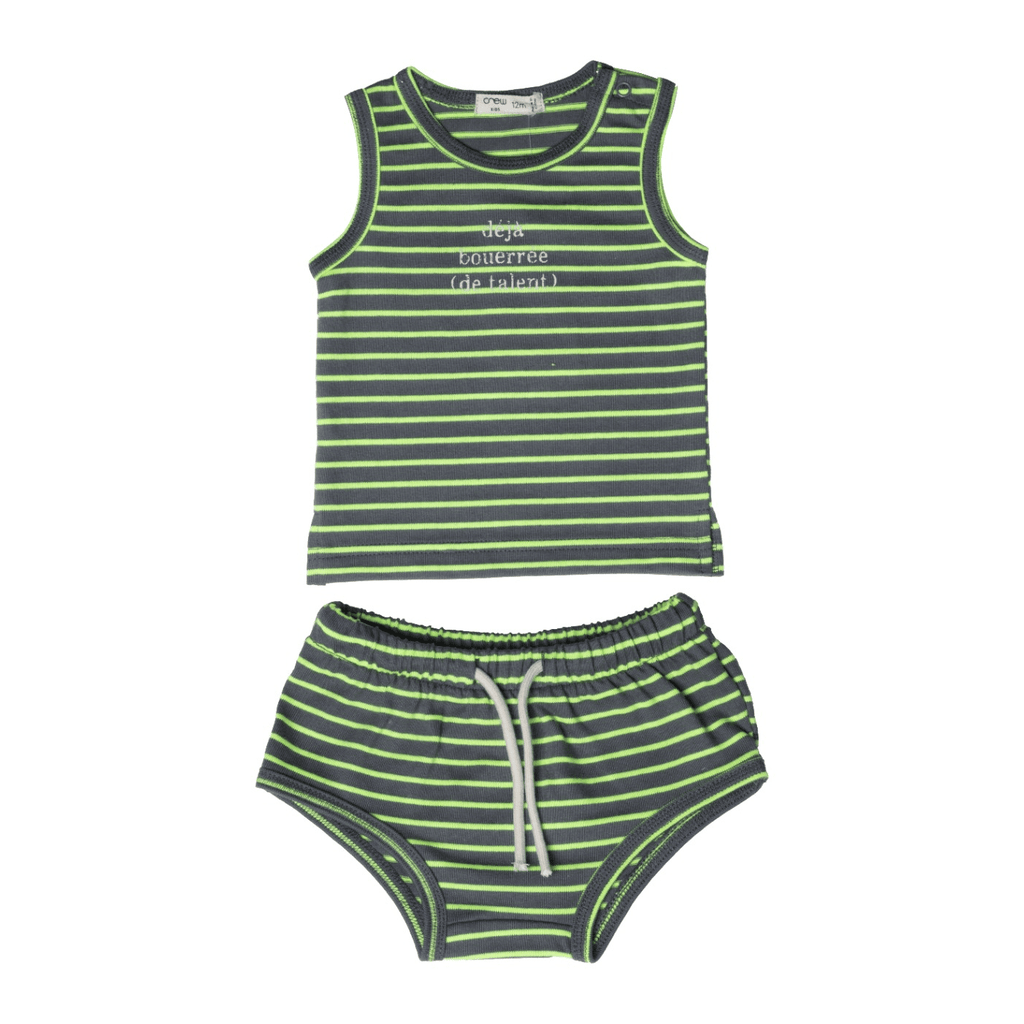 Crew set Jellybeanzkids Crew Neon Stripe Set-Green