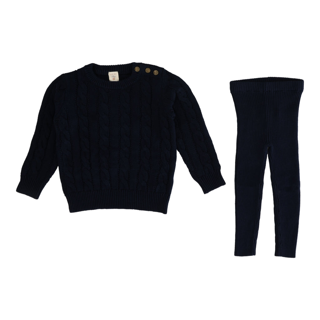 Lil Legs Boys Knit Set- Navy