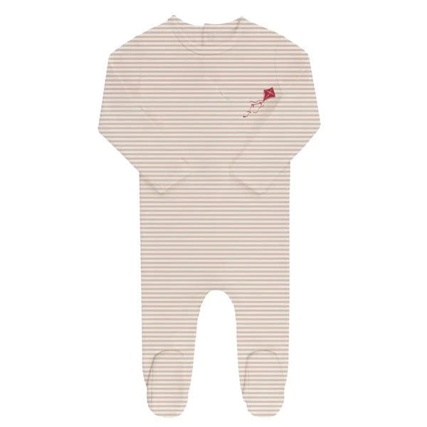 Ely's&Co. footie Jellybeanzkids Elys Organic French Terry Kite Footie- Pink Stripe