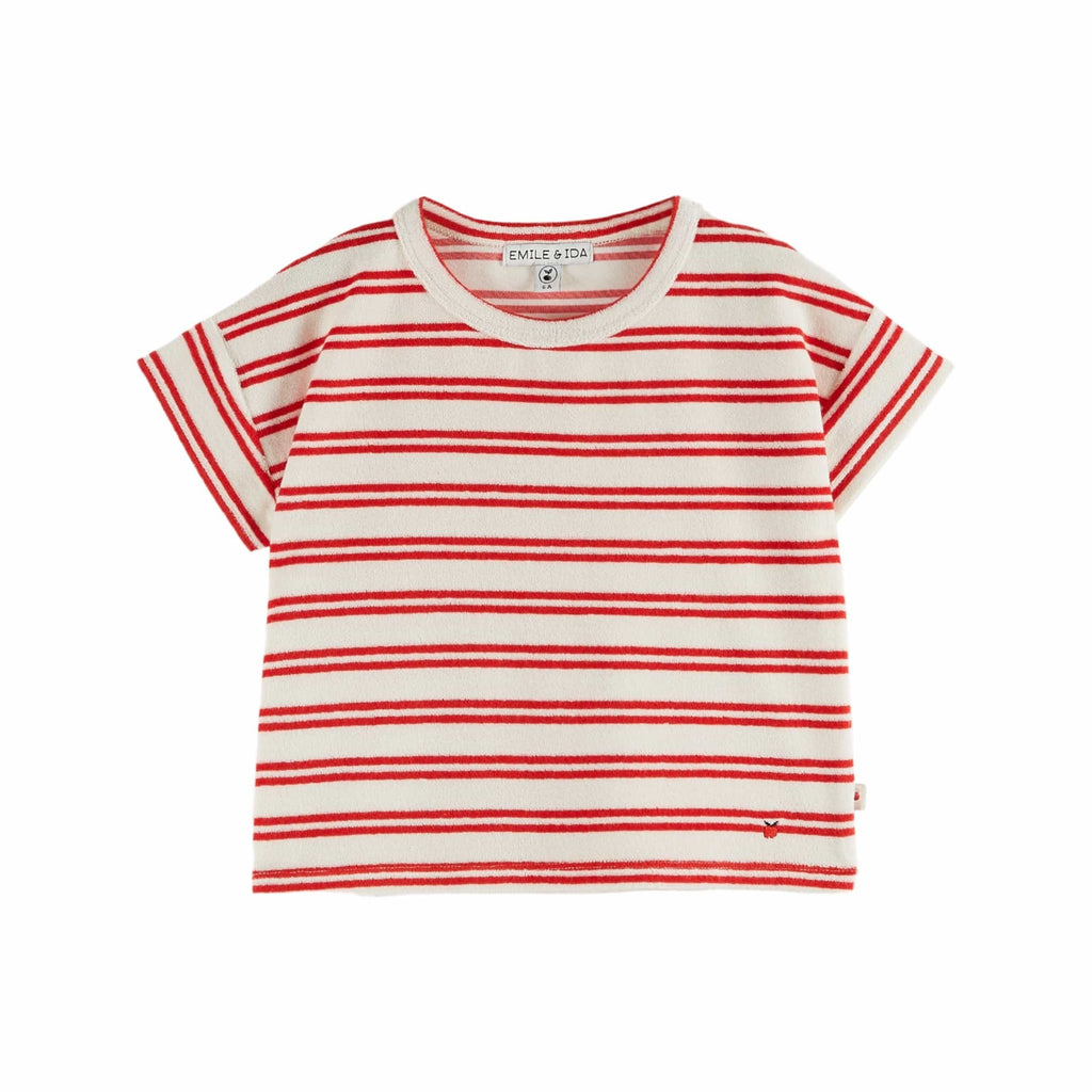 Emile et Ida T-shirt Jellybeanzkids Emile Et Ida Eponge Raye T-shirt-Red