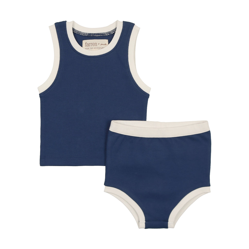 Farren + Me Tennis Tank Set Navy/Ecru