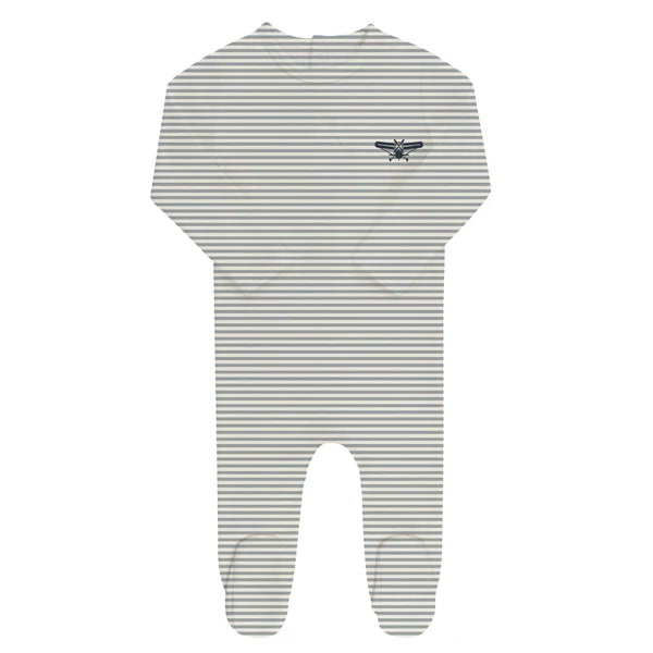 Elys Organic French Terry Propeller Footie- Blue Stripe