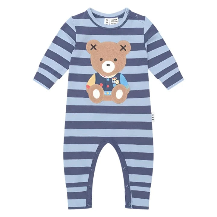 Huxbaby Romper Jellybeanzkids Huxbaby Collage Blue Stripe Romper