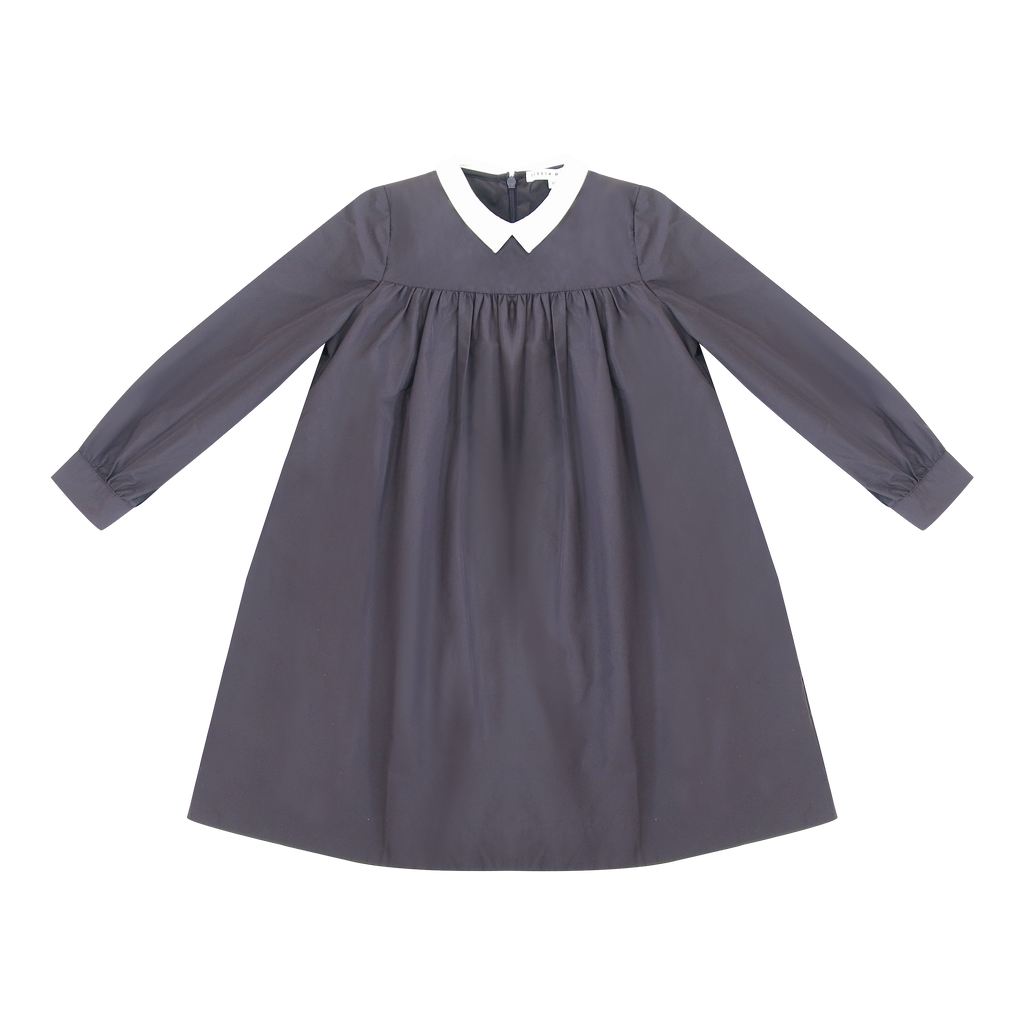 Little Parni Collar Taffeta Dress-Plum