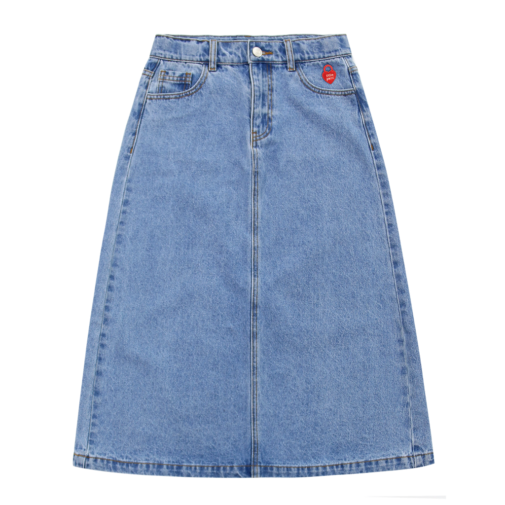 Little Parni Denim Long Skirt- Blue Denim