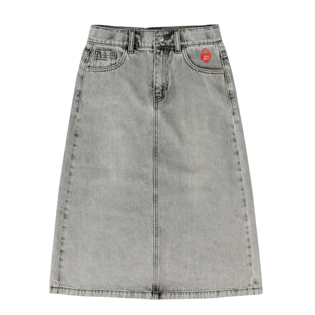 Little Parni Denim Long Skirt- Grey Denim