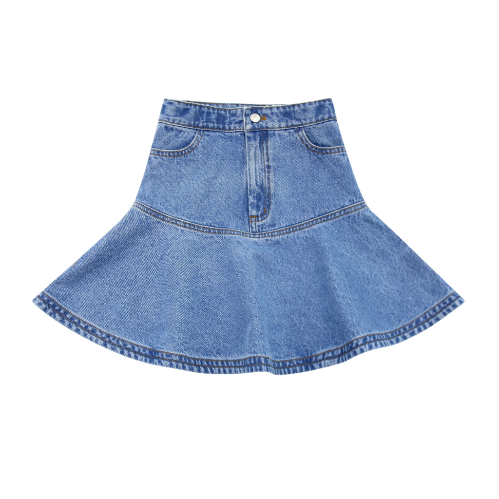 Little Parni Denim Short Skirt- Blue Denim