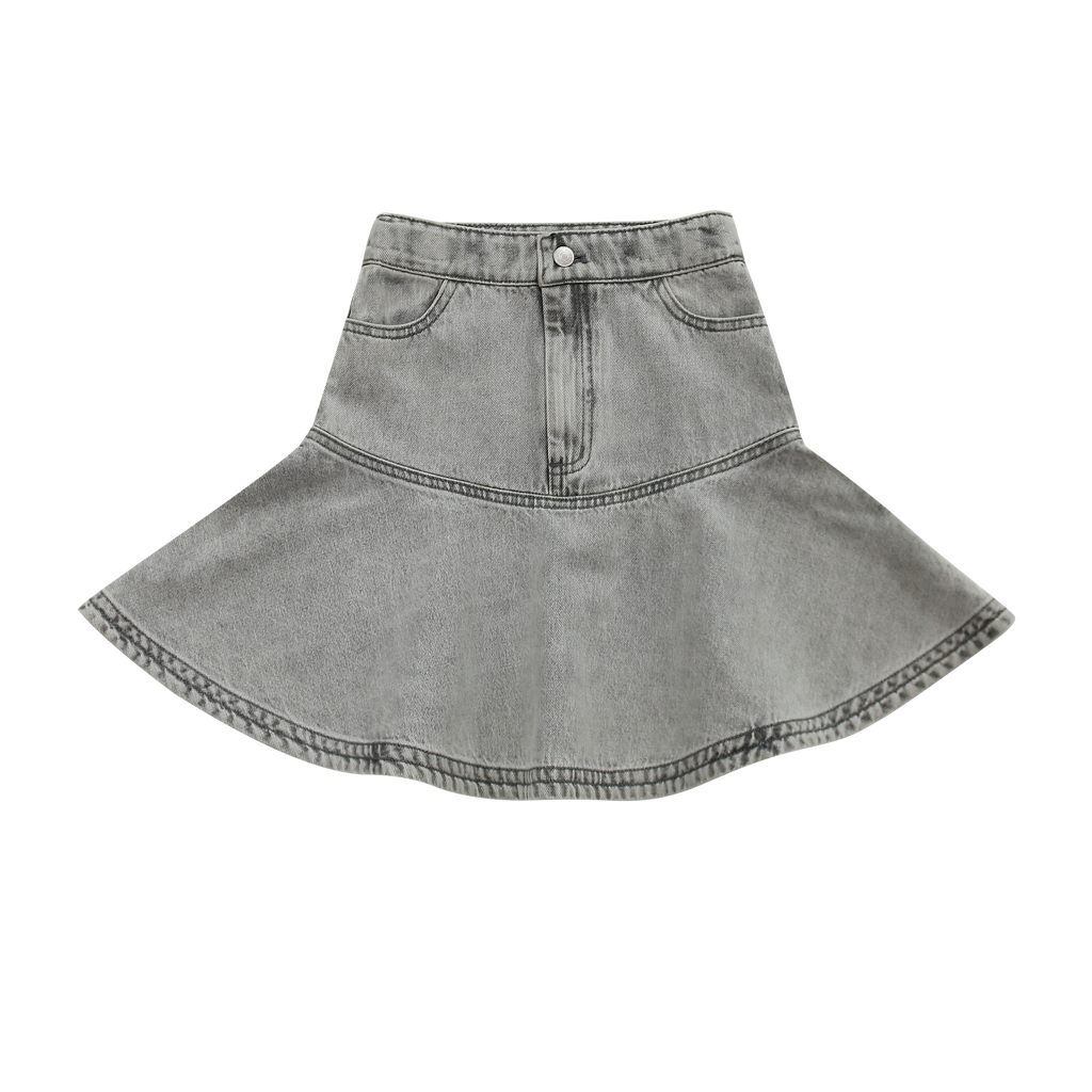 Little Parni Denim Short Skirt- Grey Denim