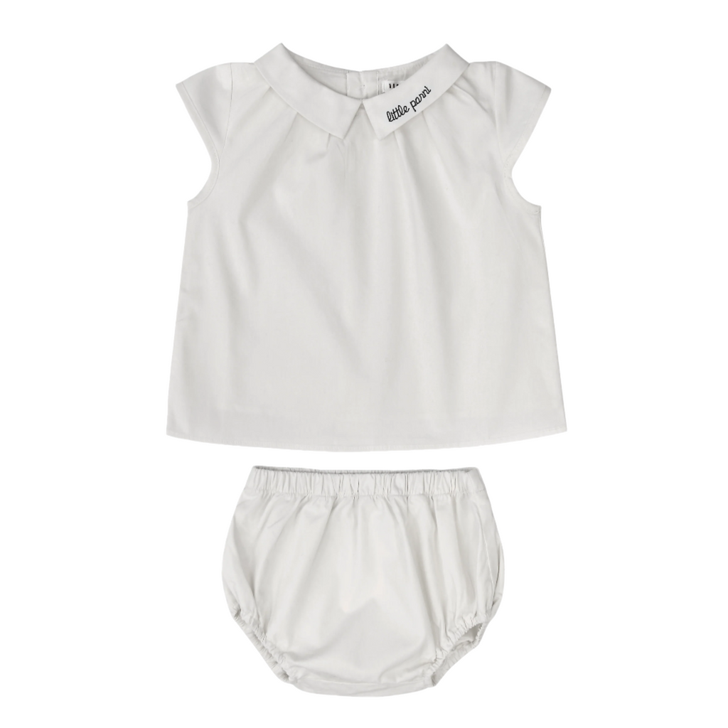 Little Parni Logo Collar Baby Set-White