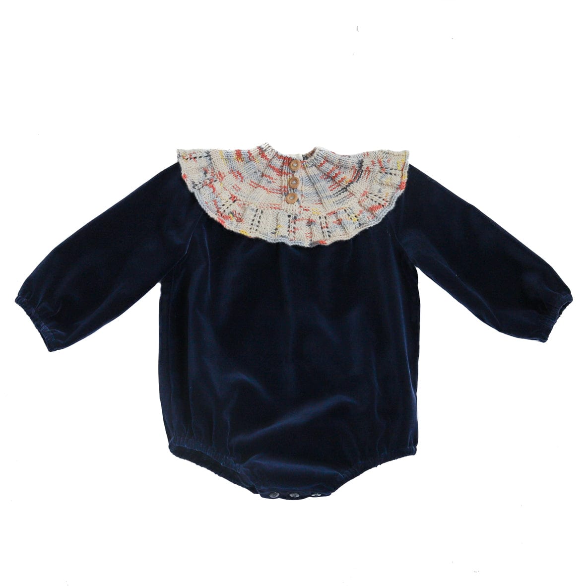 Kalinka Velvet Sidra Romper- Navy - 6-12M