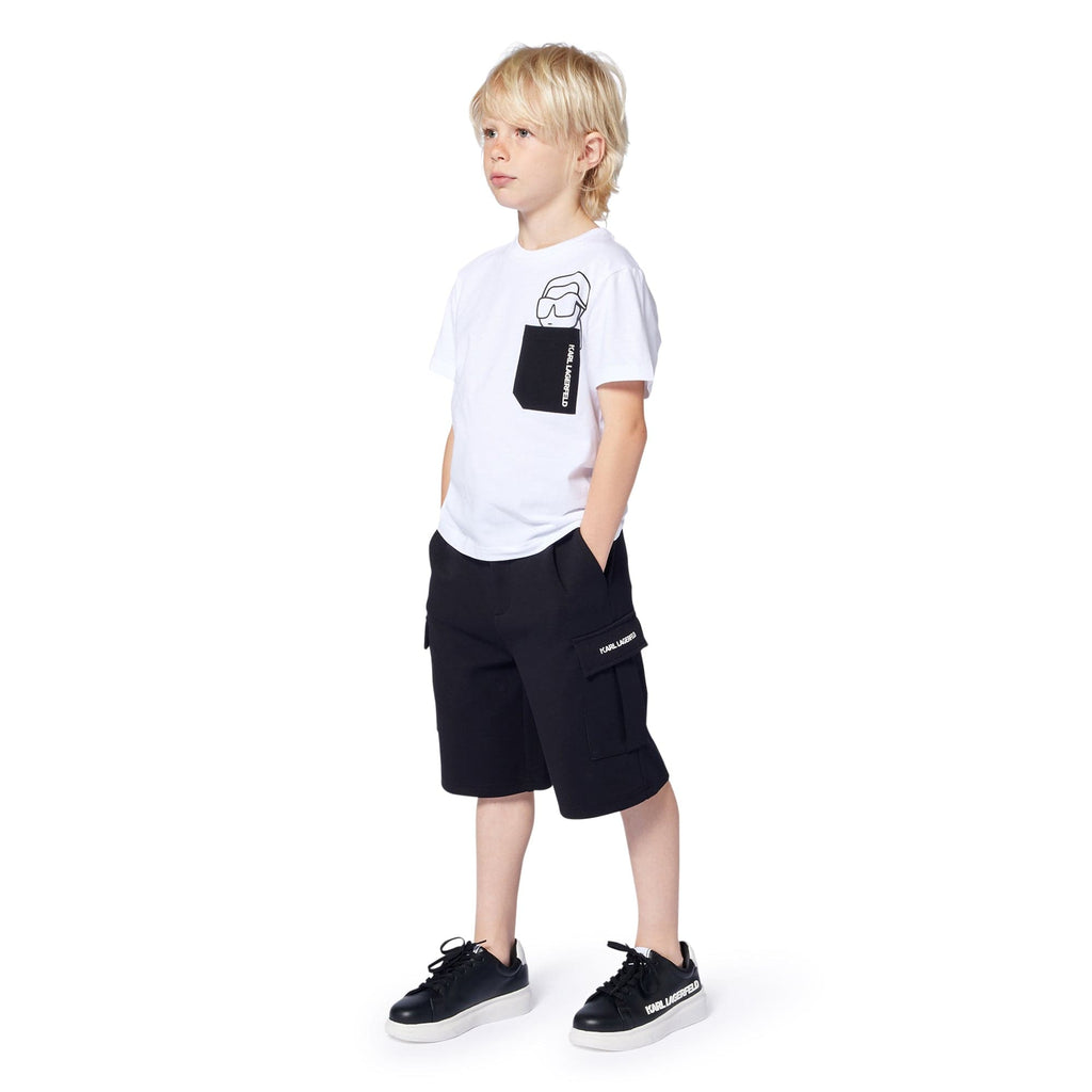 Karl Lagerfeld T-shirt Jellybeanzkids Karl Lagerfeld Boys Short Sleeve Pocket T-shirt- Graphite