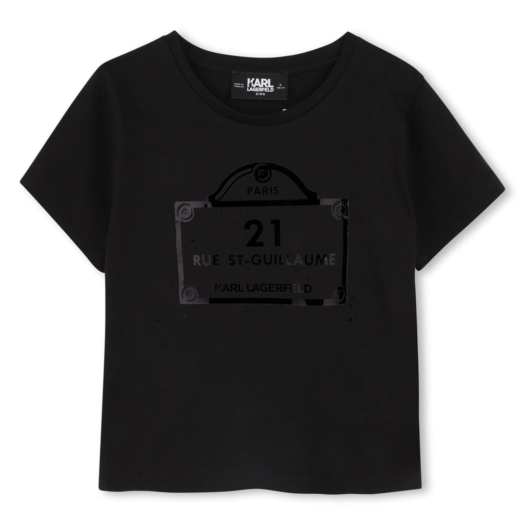 Karl Lagerfeld T-shirt Jellybeanzkids Karl Lagerfeld Girls Graphic Short Sleeve T-shirt- Black