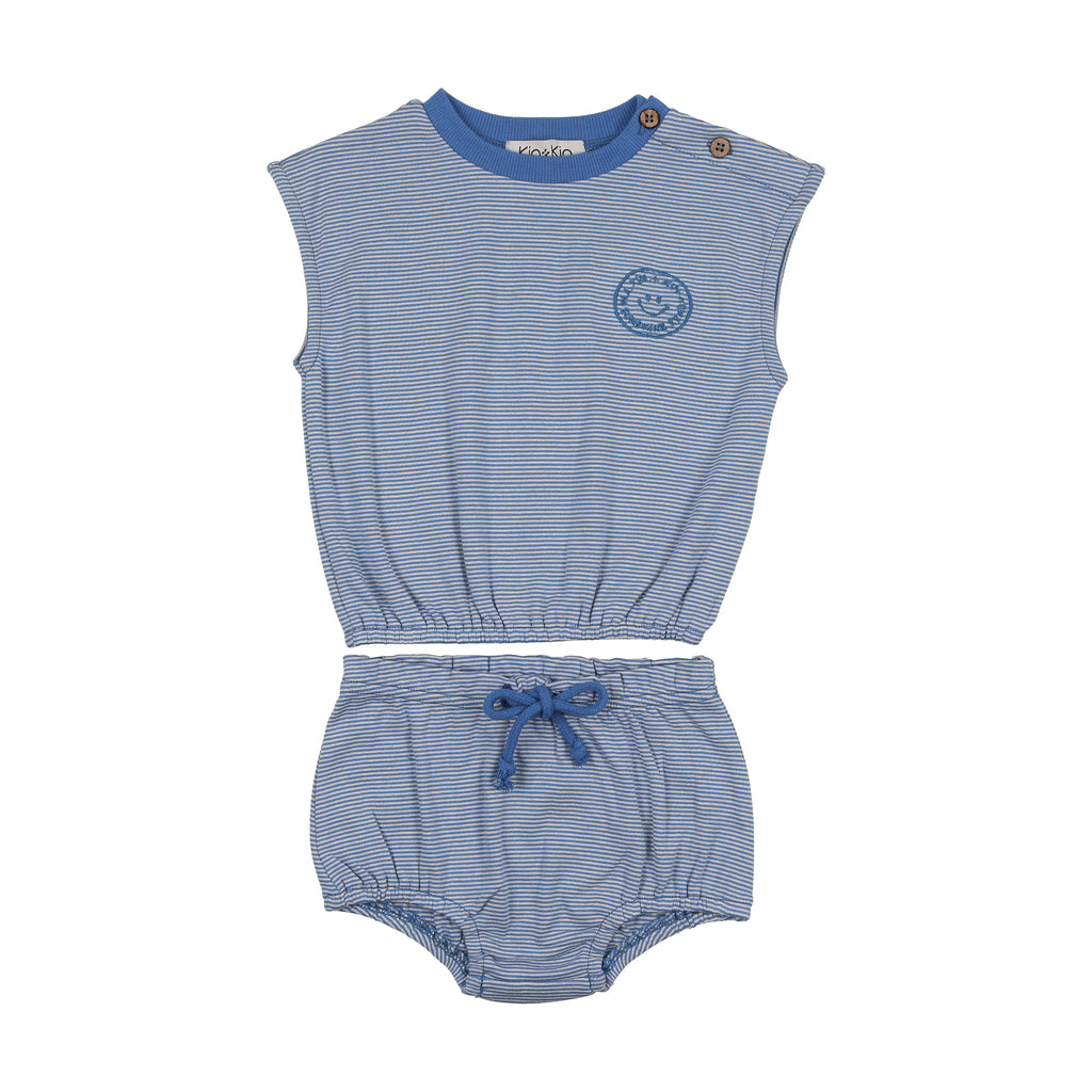 Kin+Kin set Jellybeanzkids Kin + Kin Striped Two Piece Bloomer Set-Blue