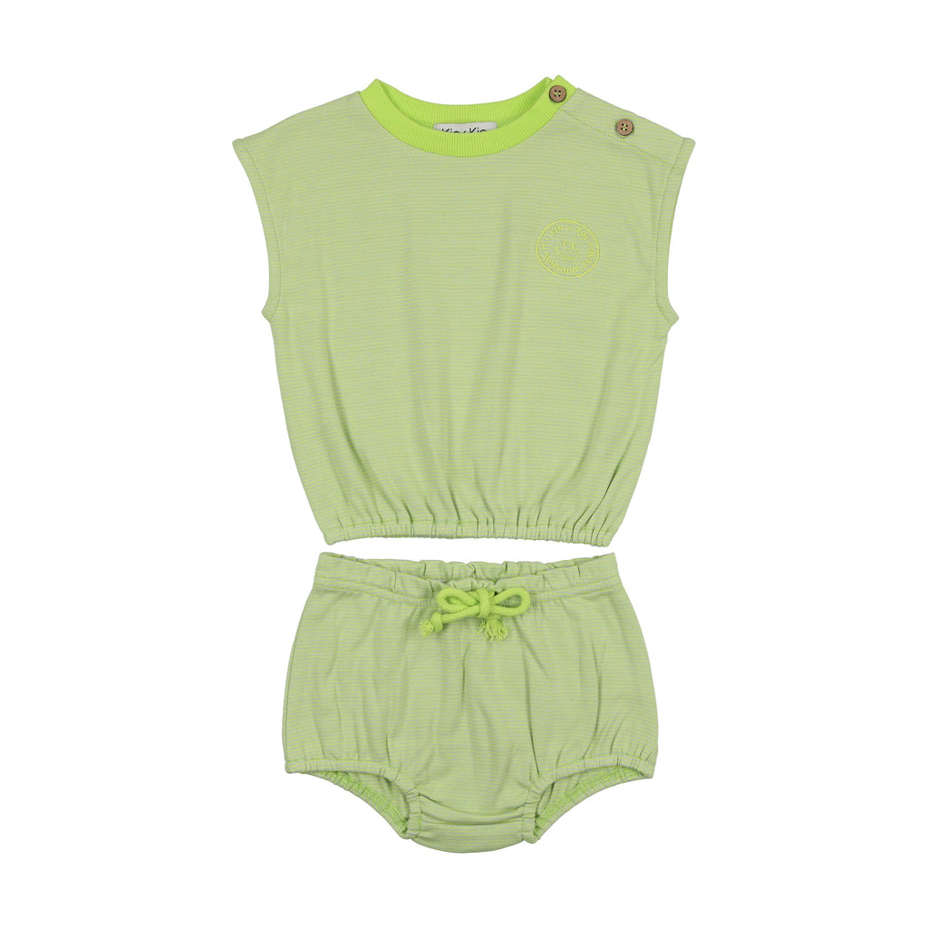 Kin+Kin set Jellybeanzkids Kin + Kin Striped Two Piece Bloomer Set-Green