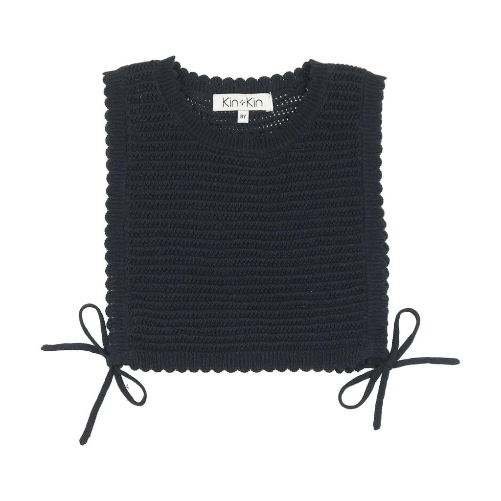 Kin+ Kin Gathered Dress + Knit Bit Vest- Navy