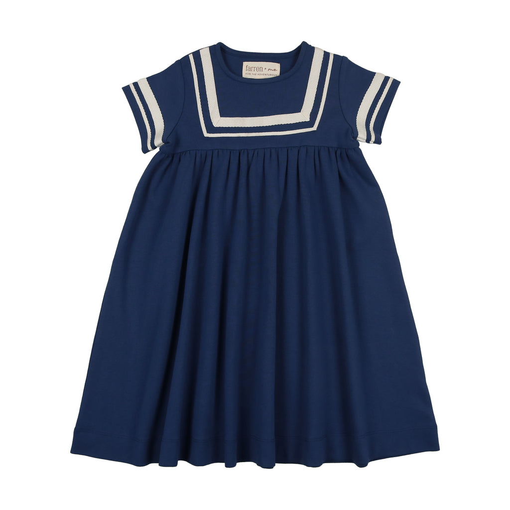 Farren + Me Tennis Short Sleeve Sailor Dress- Navy/Ecru