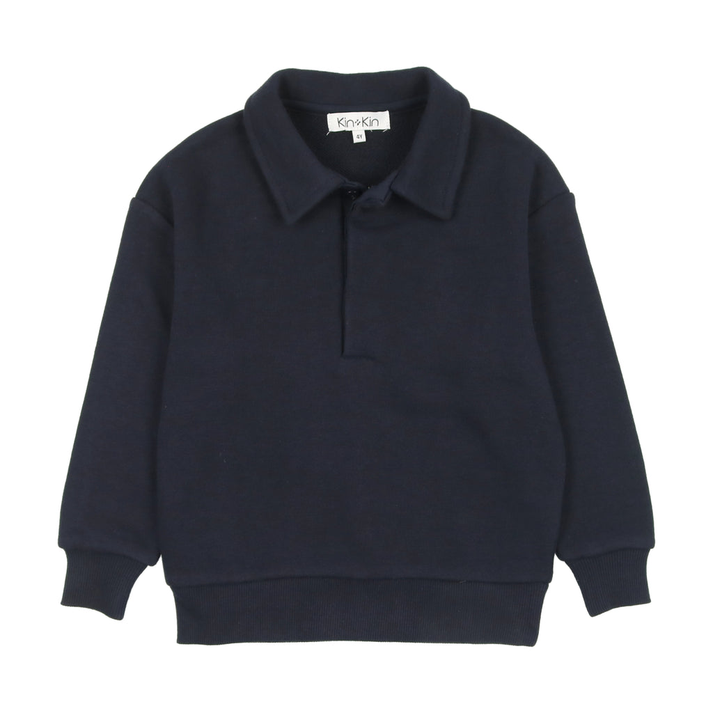 Kin+ Kin Boys Sweatshirt Polo- Blue