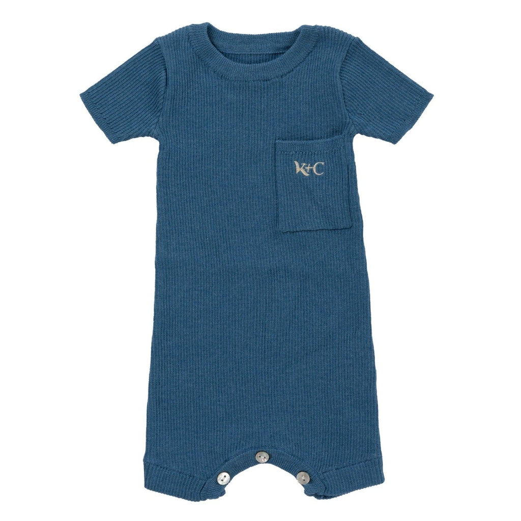 Kipp Romper Jellybeanzkids Kipp Hayden Ribbed Knit Romper- Aqua