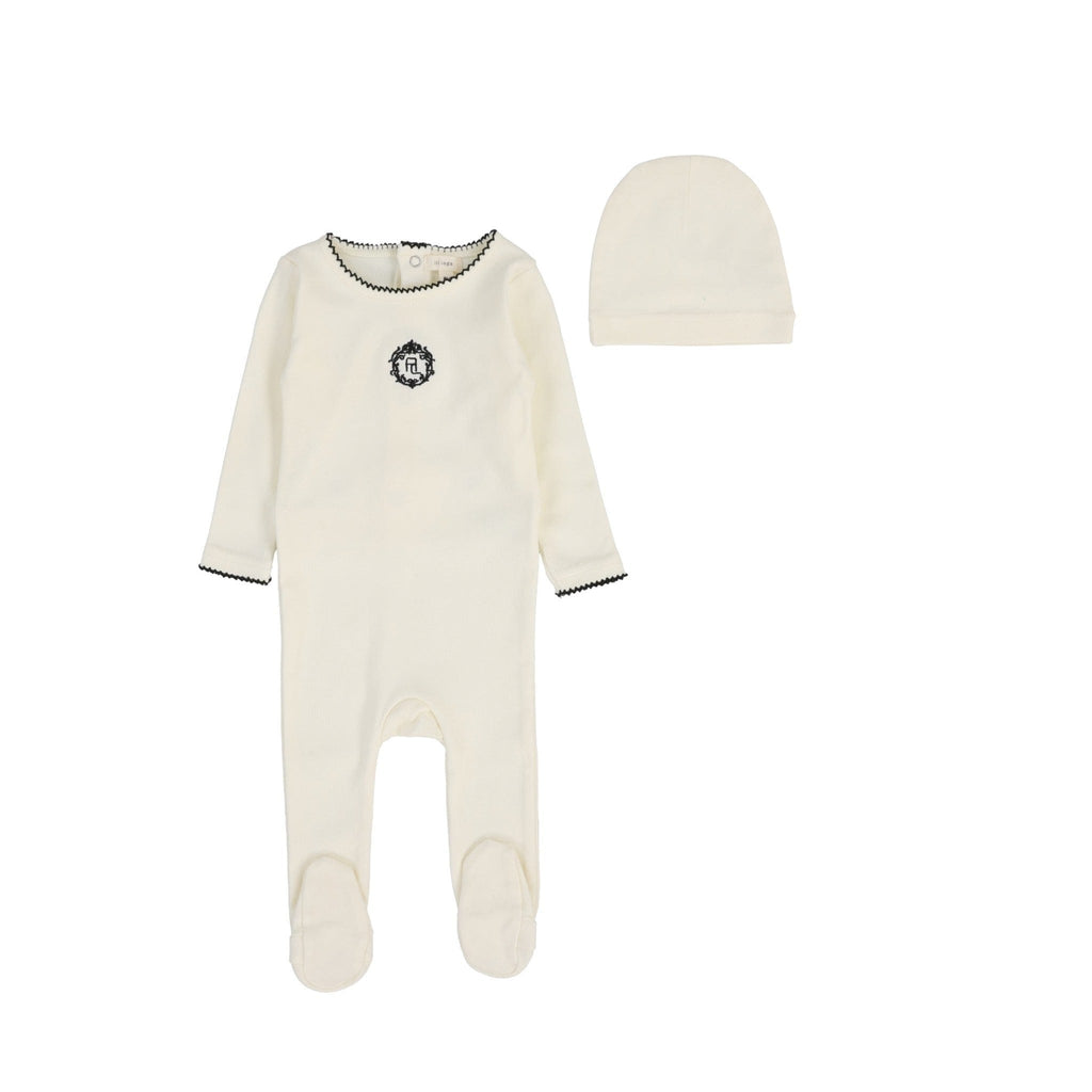 Lil Legs Footie Jellybeanzkids Lil Legs Emblem Footie Set- Cream