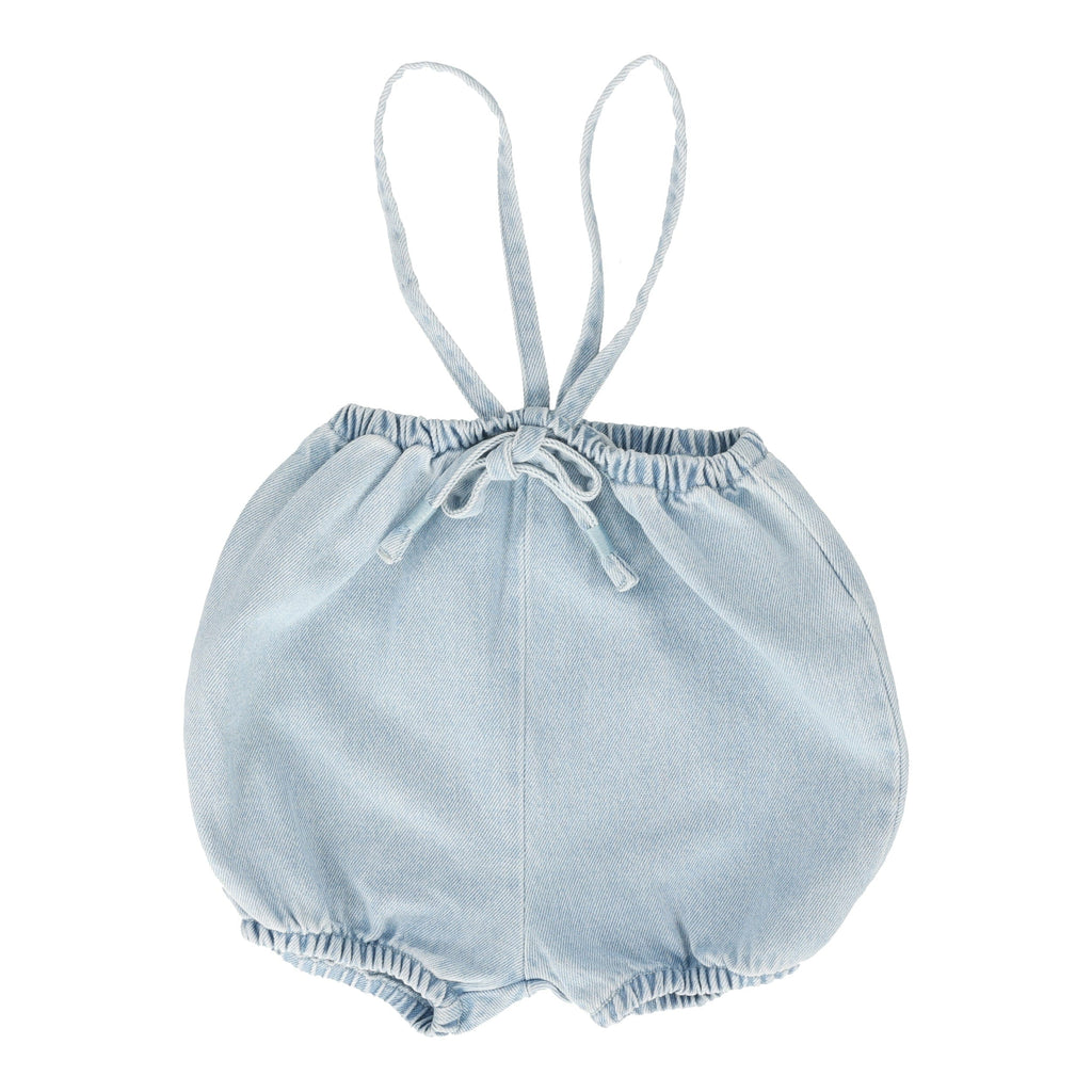 Lil Legs Romper Jellybeanzkids Lil Legs Denim Bubble Suspender Shorts-Light Wash