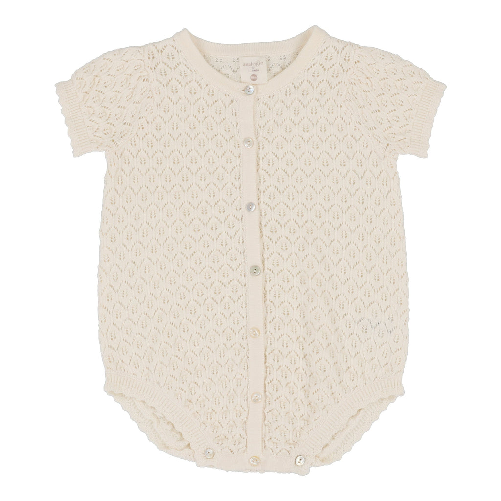 Lil Legs Romper Jellybeanzkids Lil Legs Knit Girls Romper- Natural Ivory