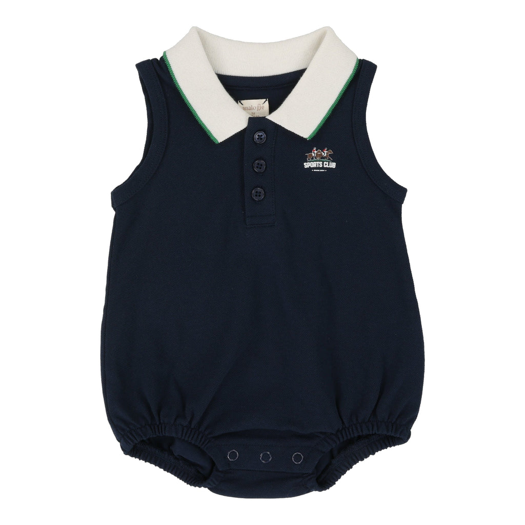 Lil Legs Romper Jellybeanzkids Lil Legs Sleeveless Polo Romper - Navy