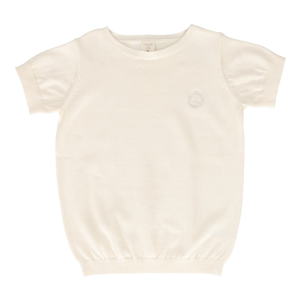 Lil Legs Sweater Jellybeanzkids Lil Legs Boys Crewneck Short Sleeve Sweater-Natural Ivory