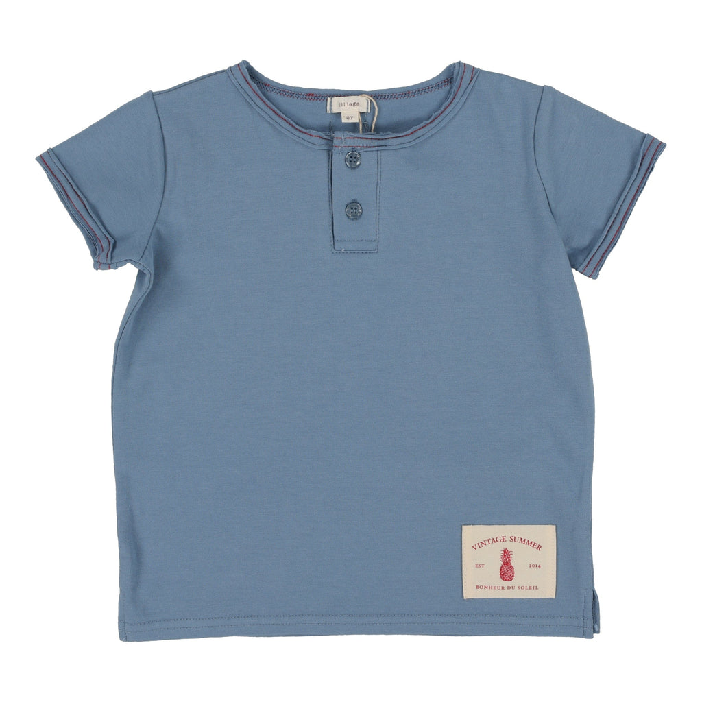 Lil Legs T-shirt Jellybeanzkids Lil Legs Boys Henley Tee - Blue