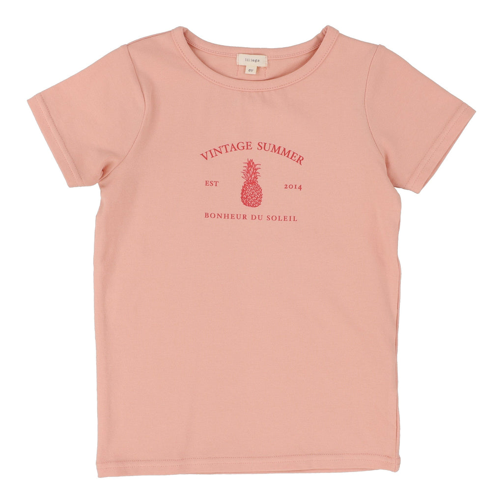 Lil Legs T-shirt Jellybeanzkids Lil Legs Girls Print Short Sleeve- Coral