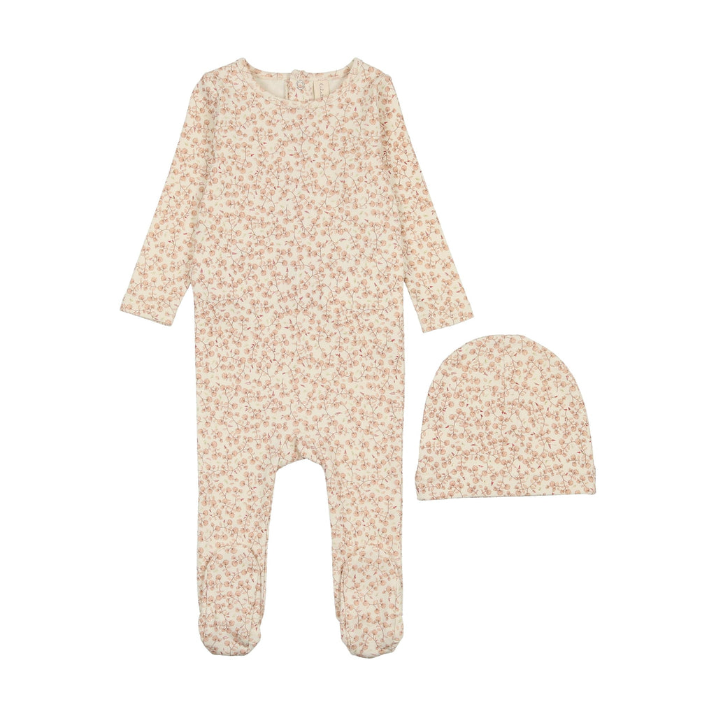 Lilette by Lil Legs Footie Jellybeanzkids Lilette All Over Floral Footie Set- Mauve