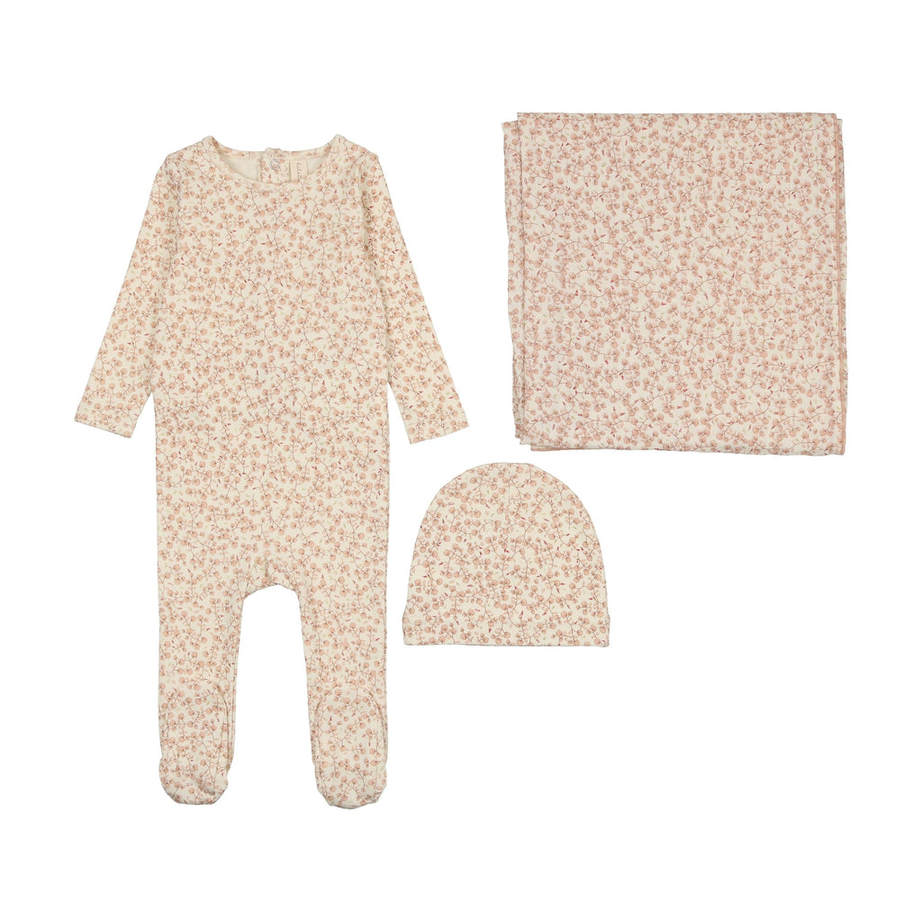 Lilette by Lil Legs Footie Jellybeanzkids Lilette All Over Floral Layette Set- Mauve