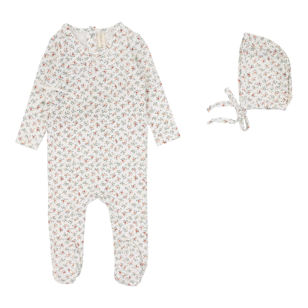 Lilette by Lil Legs Footie Jellybeanzkids Lilette Bouquet Floral Footie Set- Winter White/ Floral