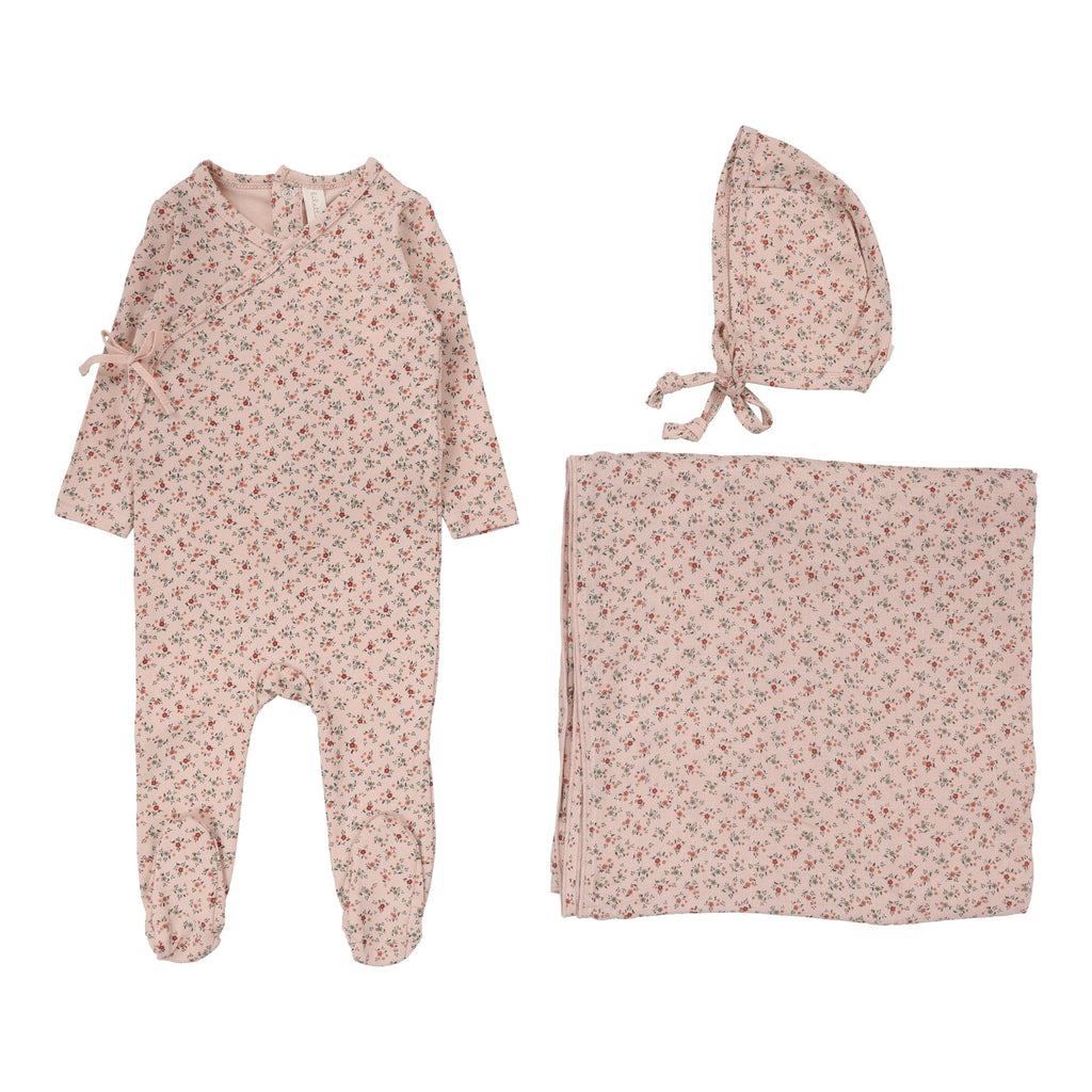 Lilette by Lil Legs Footie Jellybeanzkids Lilette Bouquet Floral Layette Set- Rose/ Floral