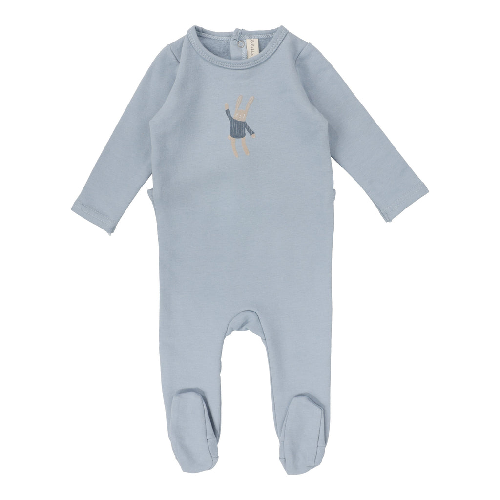 Lilette by Lil Legs Footie Jellybeanzkids Lilette Handdrawn  Bunny Footie -Blue