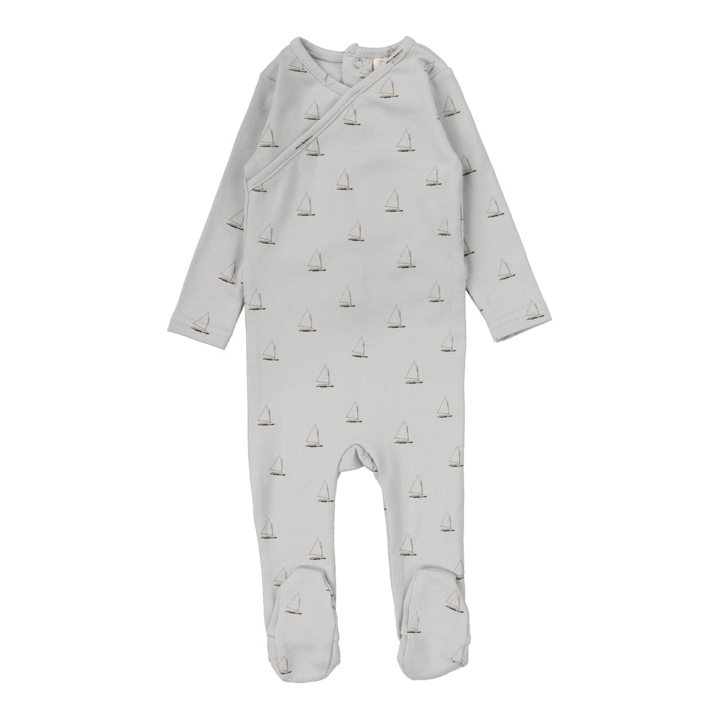 Lilette by Lil Legs Footie Jellybeanzkids Lilette Nautical Footie- Light Blue