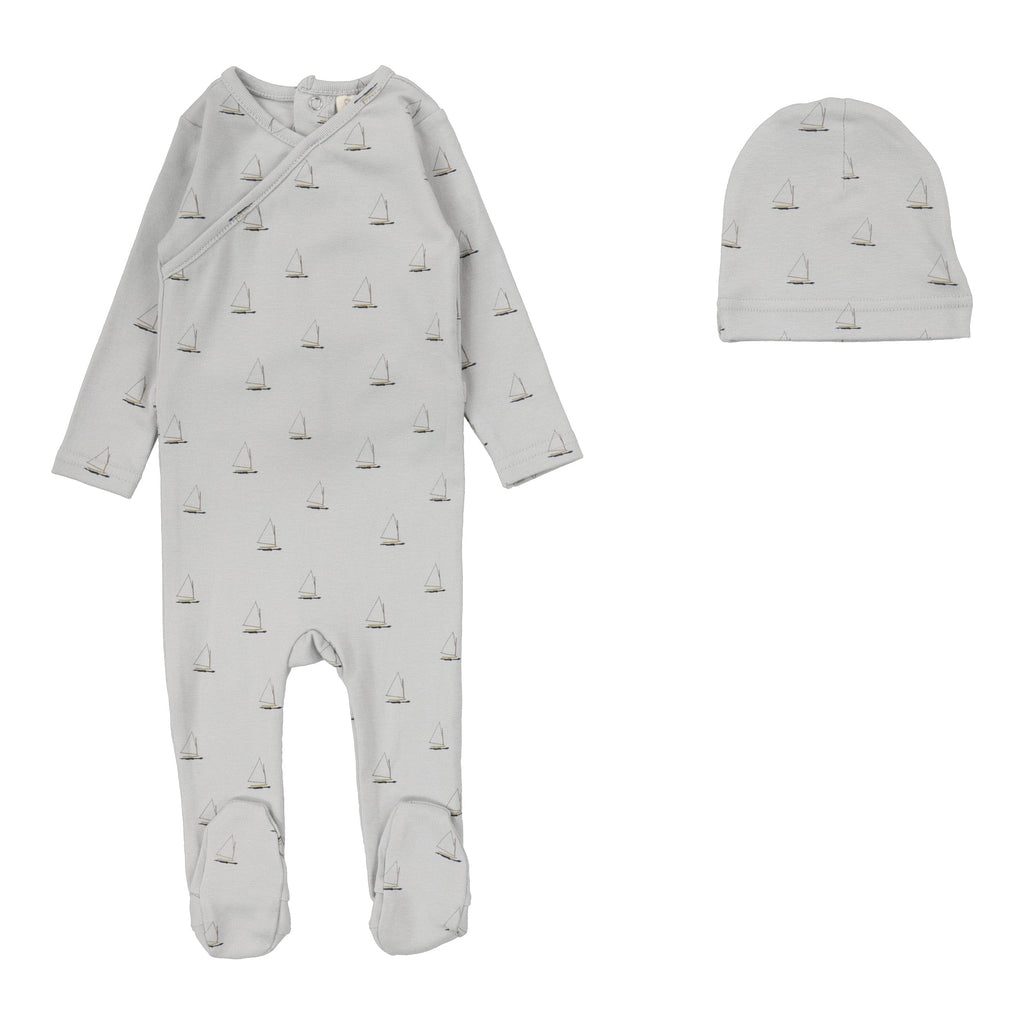 Lilette by Lil Legs Footie Jellybeanzkids Lilette Nautical Footie Set- Light Blue