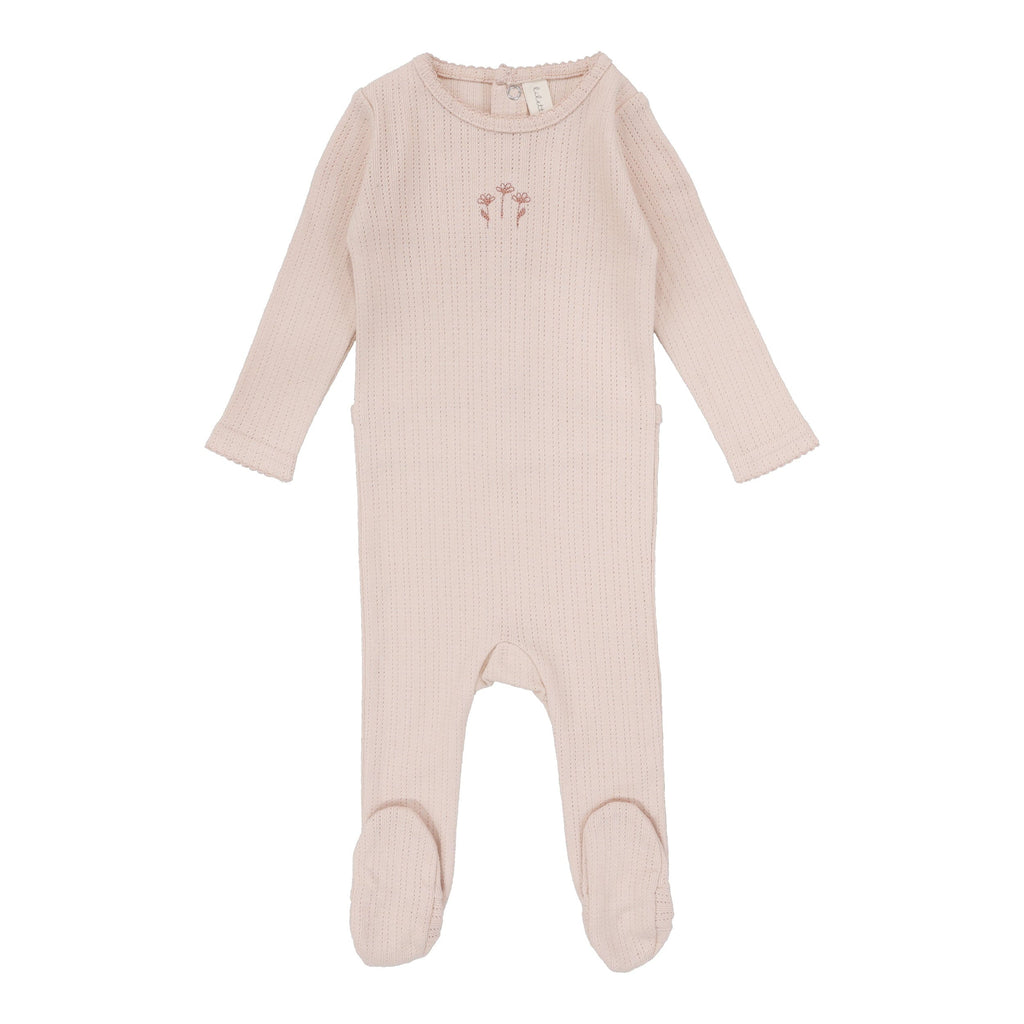 Lilette by Lil Legs Footie Jellybeanzkids Lilette Striped Pointelle Footie-Peachy Pink