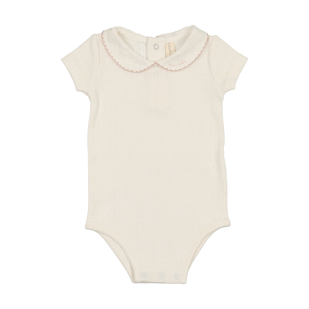 Lilette by Lil Legs onesie Jellybeanzkids Lilette Edged Collar Onesie-Winter White/Blush