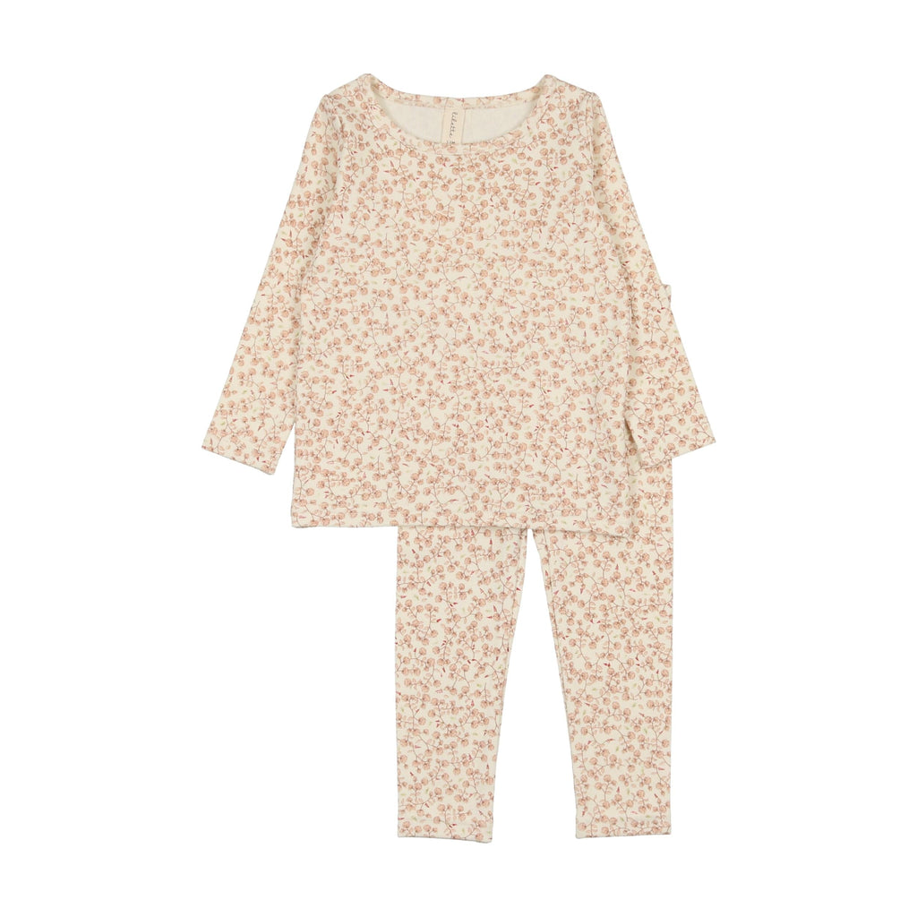 Lilette by Lil Legs set Jellybeanzkids Lilette All Over Floral Long Sleeve Set- Mauve