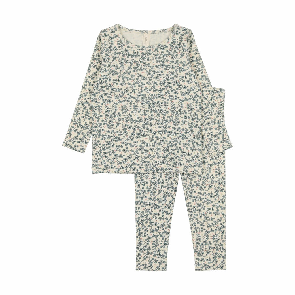 Lilette by Lil Legs set Jellybeanzkids Lilette All Over Floral Long Sleeve Set- Slate