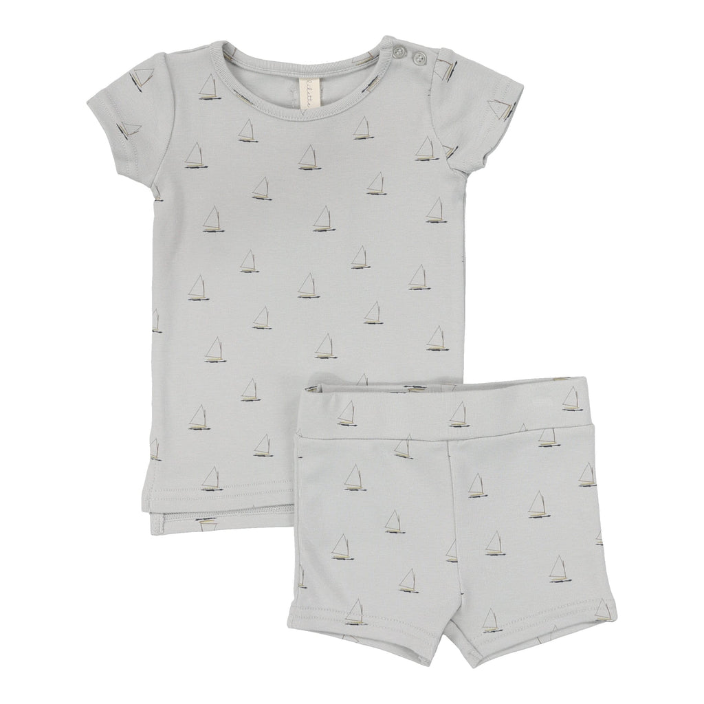 Lilette by Lil Legs set Jellybeanzkids Lilette Nautical Short Sleeve Set- Light Blue