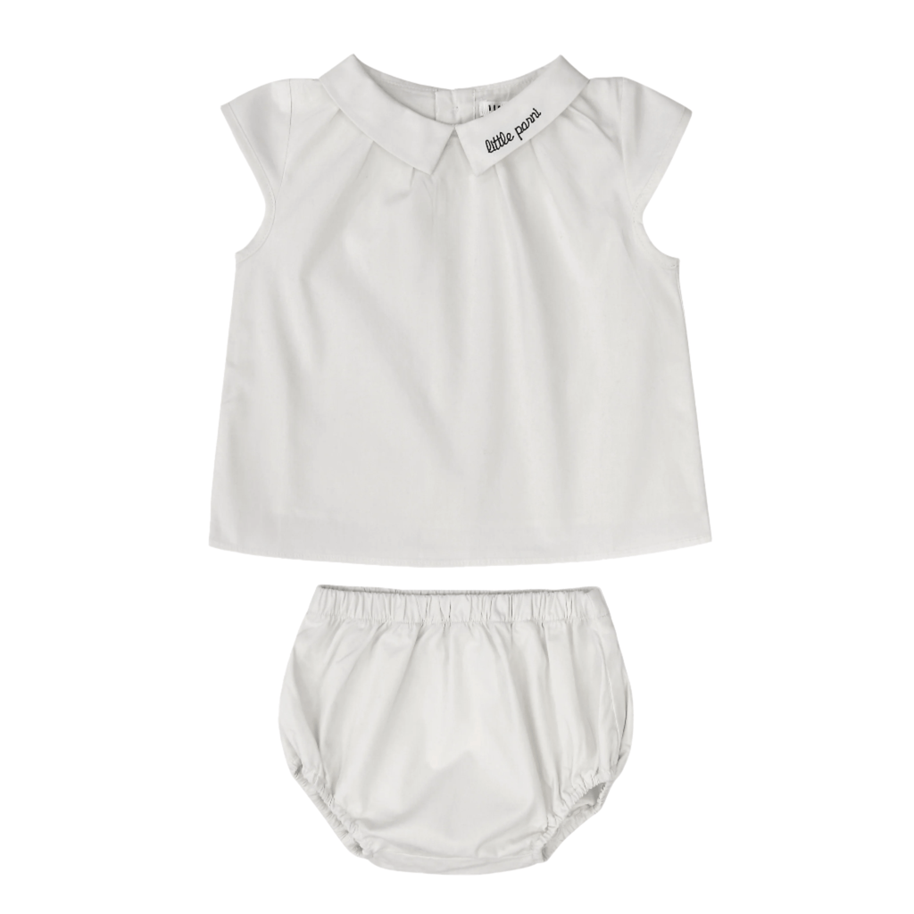 Little Parni set Jellybeanzkids Little Parni Logo Collar Baby Set-White