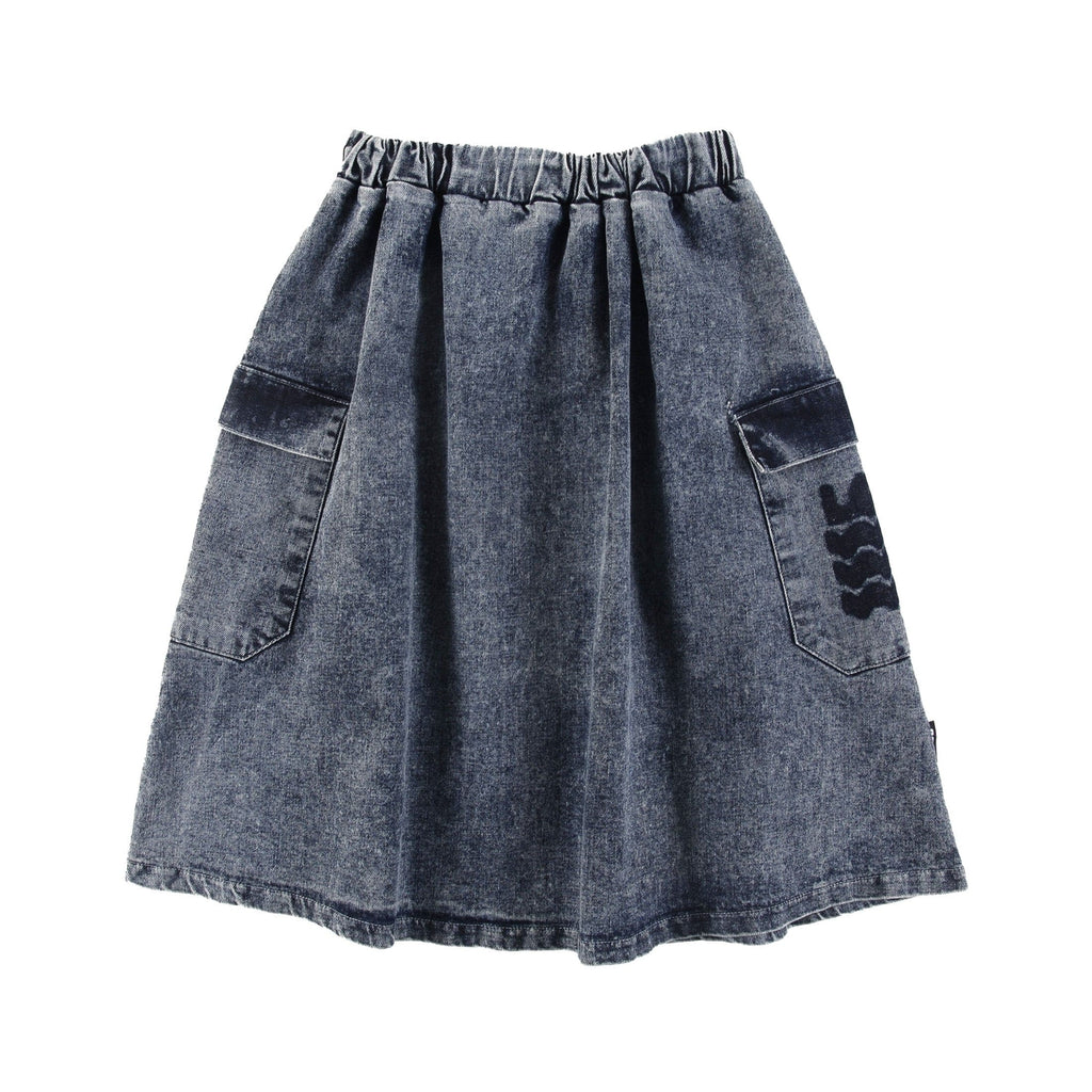 Loud Skirt Jellybeanzkids Loud Skirt Midi Pockets-Mid Blue Stone Wash