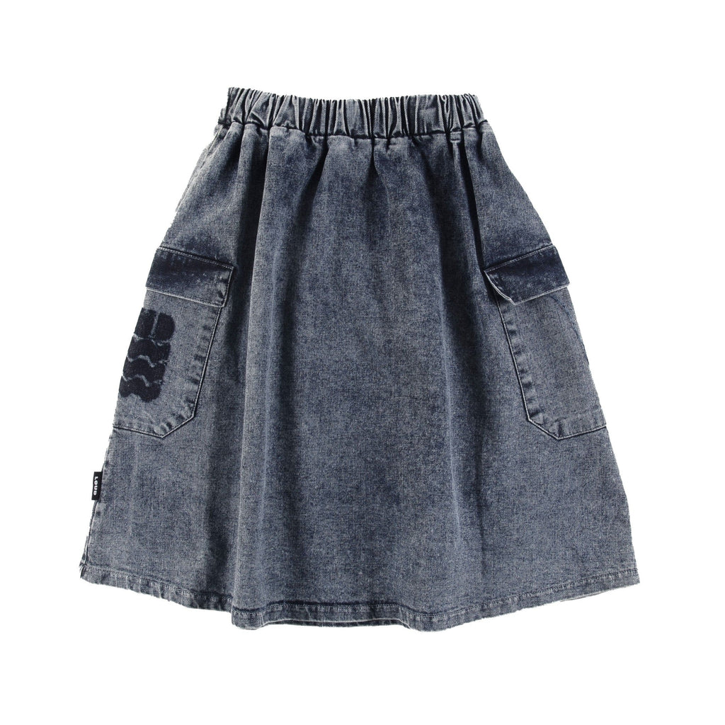 Loud Skirt Jellybeanzkids Loud Skirt Midi Pockets-Mid Blue Stone Wash